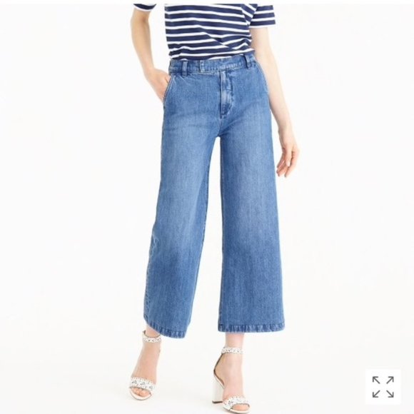 J. Crew Denim - J. Crew Wide Leg Cropped Denim Touser Jeans 26